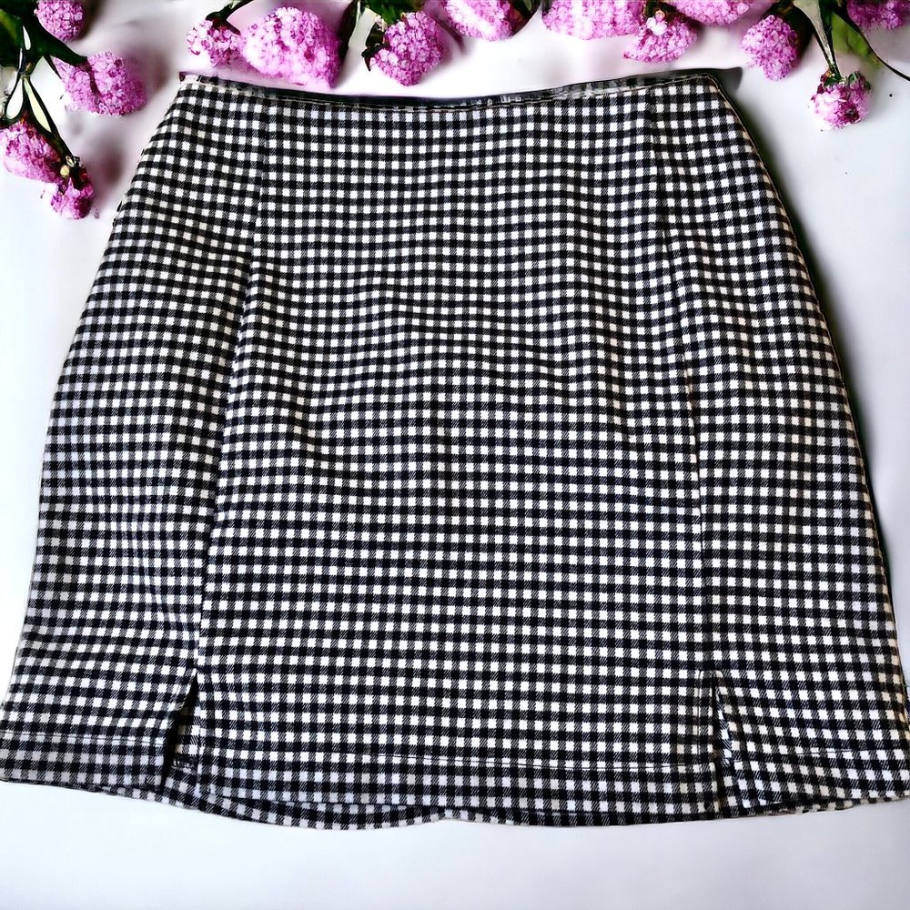 Eyeshadow Short Skirt Checks Plaid A-Line Vented - Picture 5 of 8
